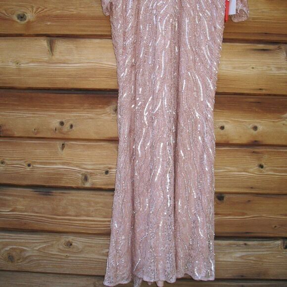 Mac Duggal 93574 Womens Pink Beaded Puff Sleeve Trumpet Gown - Picture 8 of 15